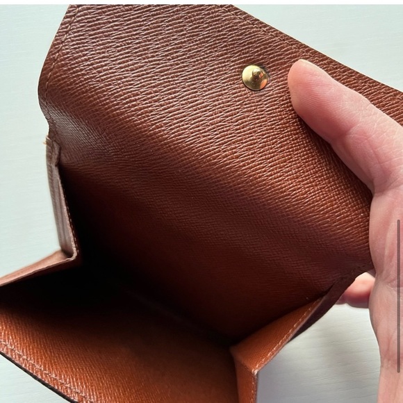 AUTHENTIC Louis Vuitton Monogram Bi-Folding Wallet Brown & Tan Preowned VINTAGE - Picture 6 of 7